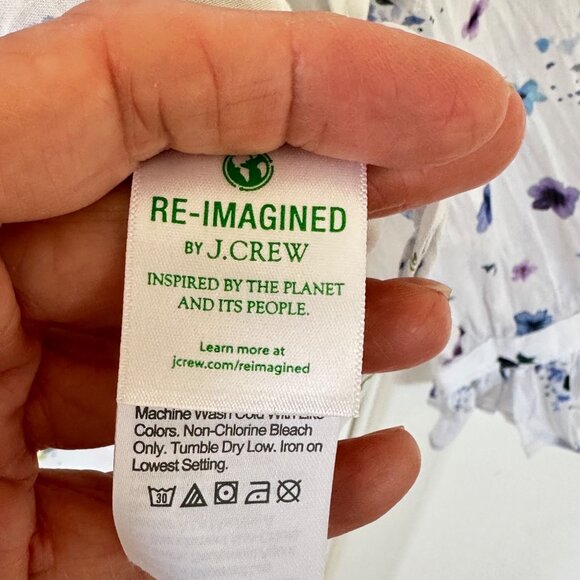 J.Crew Classic-Fit Ruffleneck Shirt Airy Floral Lilac Pansy Size 18 Preppy Sheer - Picture 13 of 13